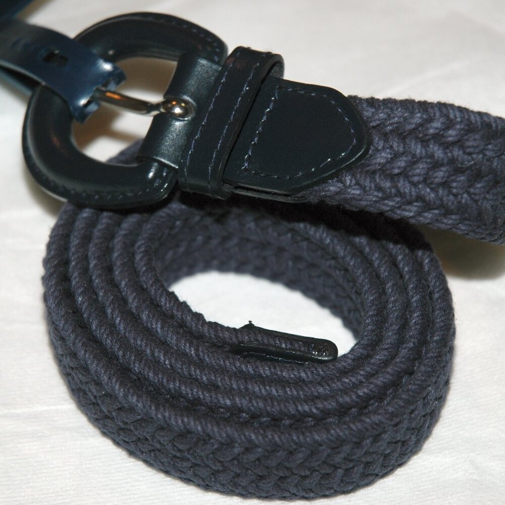 Adjustable Woven Belt LIZ CLAIBORNE Bonded Leather Crazy Horse S/M or M/L NWT